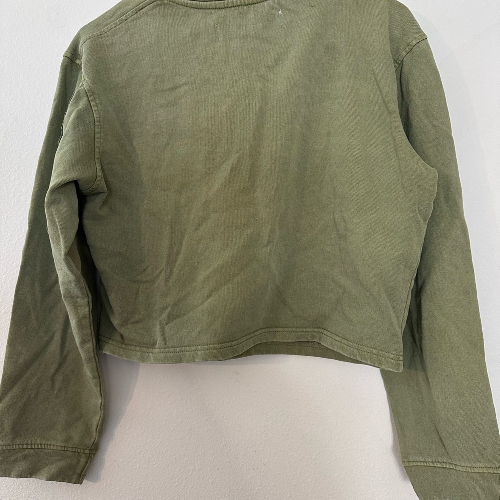 Olive Green Cropped Sweater - Picture 2 of 3